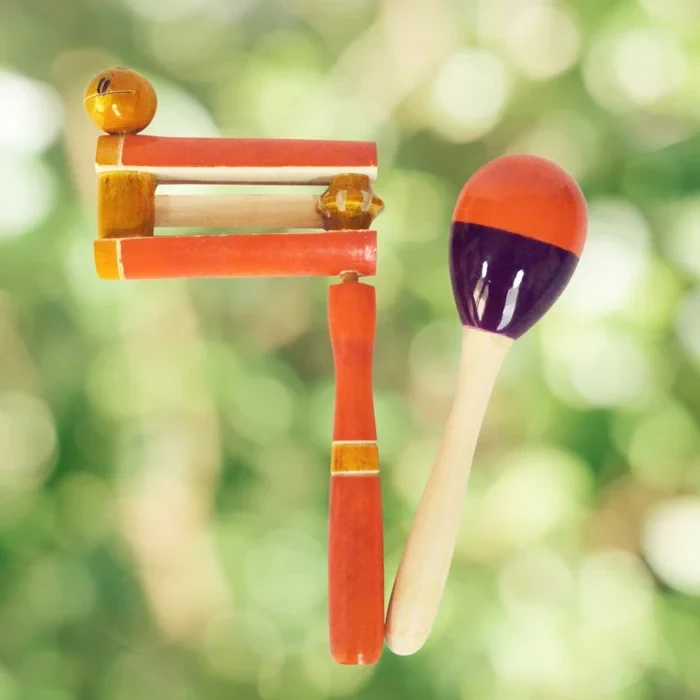 Channapatna Eco-friendly Wooden Egg & Wara Wara Rattle